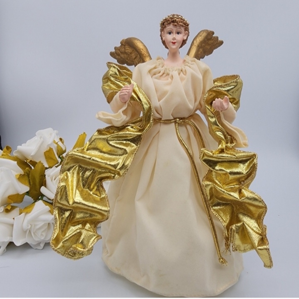 ❤️ Gold Angel Antique Vintage Christmas ANGEL Boho Style Ornament